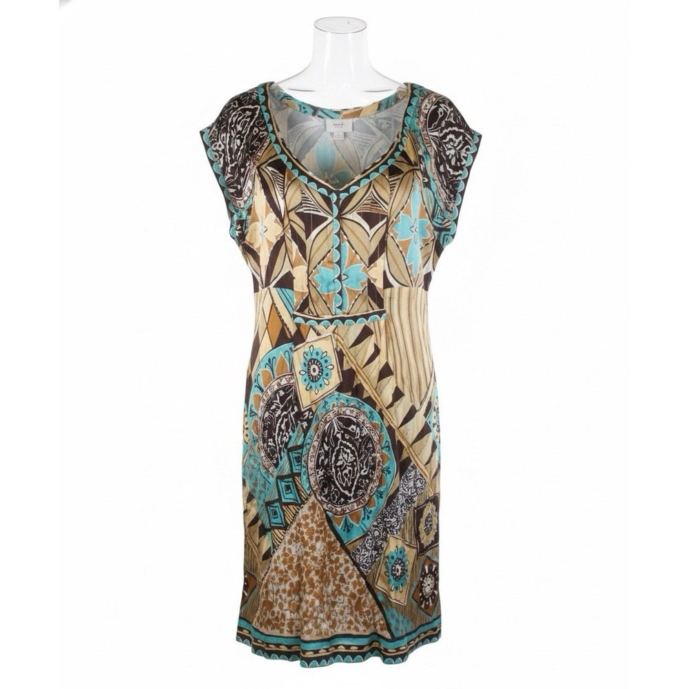Y2K Vintage ECI New York Boho‎ Patchwork Dress Button Front Sleeveless Size 8